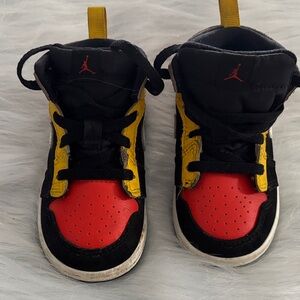 Jordan Kids Black, Red, and Yellow Sneakers